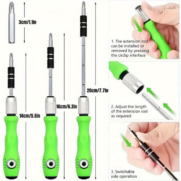 Brinoo 32-in-1 Precision Screwdriver Set with Magnetic Tips and Telescopic Bar